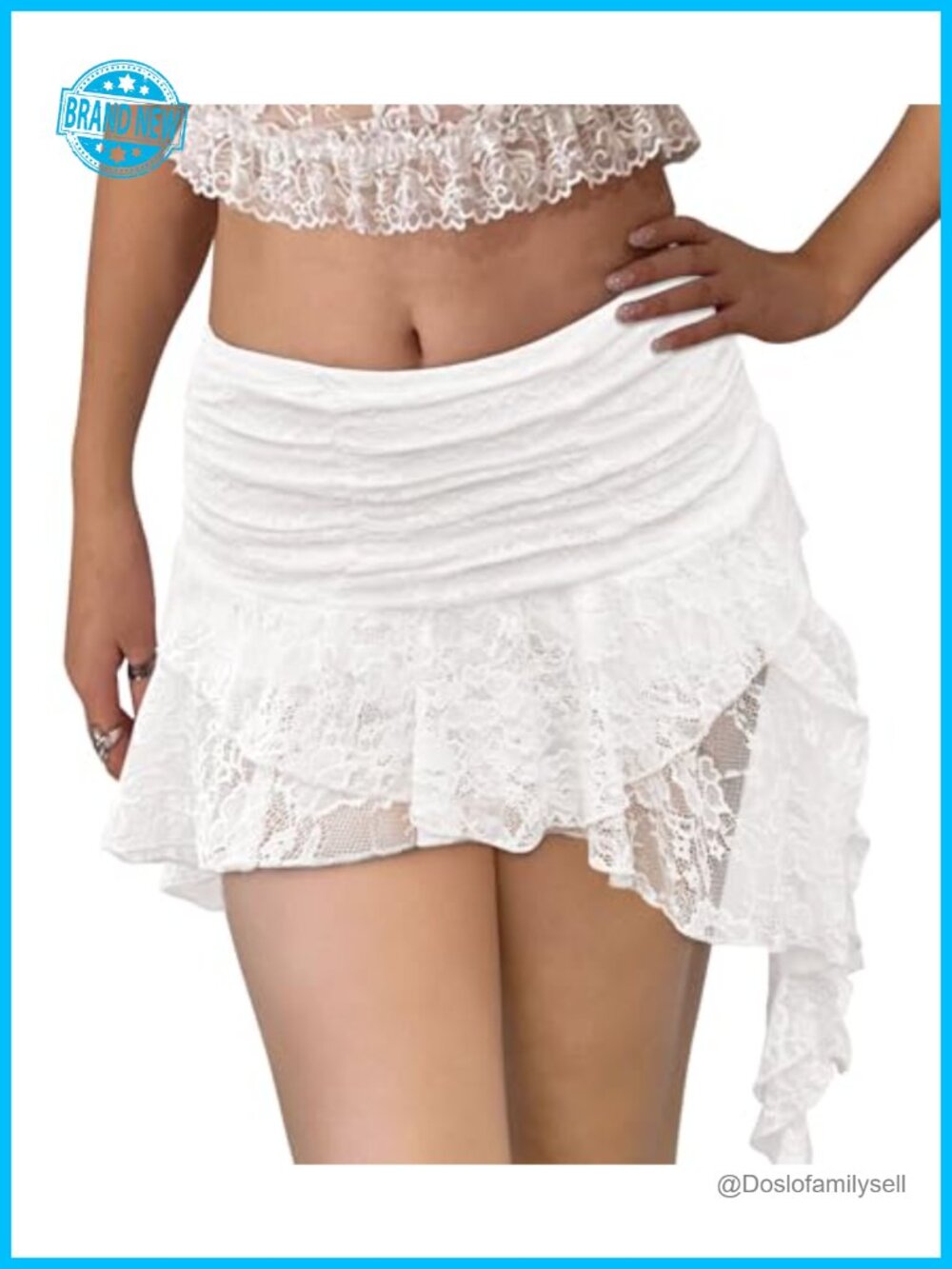 Y2K Lace Mini Skirt Ruffle Asymmetrical Flowy Fairy Slip